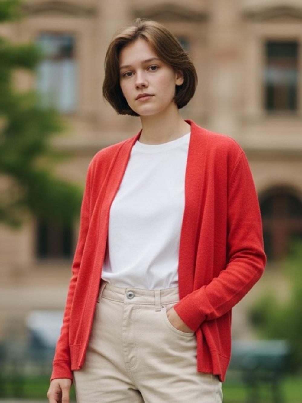 MIX 41 Hawthorn Red Open-Front Knit Cardigan Size 1X